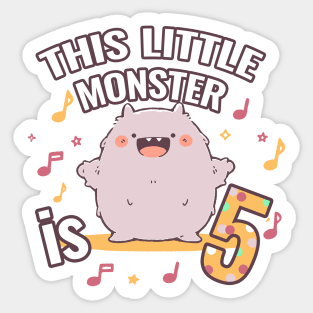 This Little Monster is Five | 5th Birthday Sticker